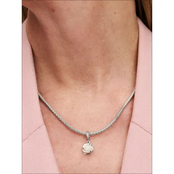 Charm Pendant Double Rose Blanche en Fleur