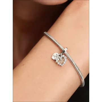 Charm Pendant Double Cœur Scintillant