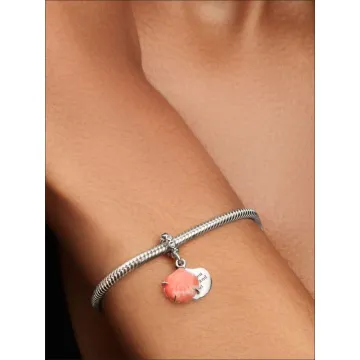 Charm Pendant Double Coquillage Couleur Corail