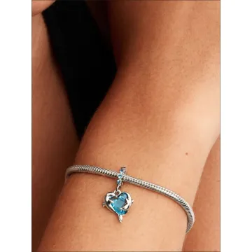 Charm Pendant Dauphins Verre de Murano Bleu