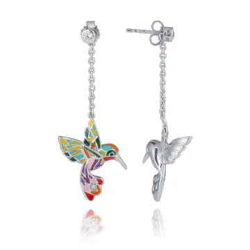Boucles Pendantes Argent 925 Laque Et Oxydes