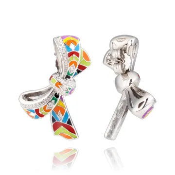 Boucles D'Oreilles Argent 925 Laque Et Oxydes