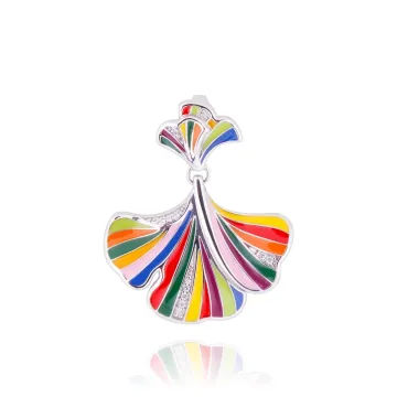 Pendentif Argent 925 Laque Et Oxydes