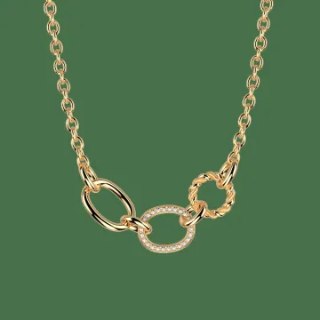 Les Georgettes Collier Laiton Doré À L'Or Fin, Oxydes De Zirconium Dorée Dorée 43