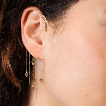Les Cadettes Boucle D'Oreille À L'Unité Laiton Finition Dorée, Oxydes De Zirconium Colorés Dorée Dorée, Colorés