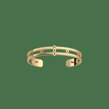 Les Georgettes Manchette Laiton Doré À L'Or Fin, Oxydes De Zirconium Noirs Dorée Dorée, Noir 8 Mm