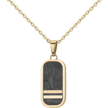 Phebus Homme - Collier Acier 316L Pvd Jaune, Carbone Forgé, 50+5Cm