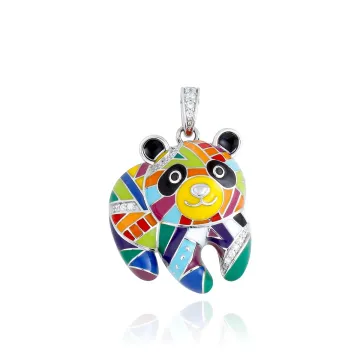 Pendentif Argent 925 + Laque Et Oxydes De Zirconium
