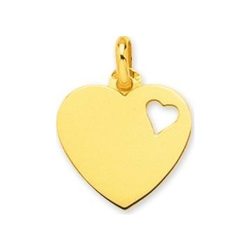 Pendentif Plaque Coeur Or 375 millièmes Jaune