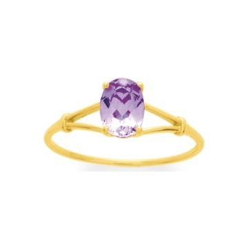 Bague Or 375 millièmes Jaune Améthyste