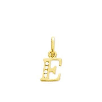 Pendentif lettre+zirconium or jaune