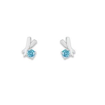 Boucles D'oreille Clous Topaze Or Blanc