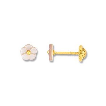 Boucles D'oreille Puce Vis Nacre 5,0 Or Jaune