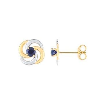 Boucles D'oreilles Clous Saphirs Bicolore