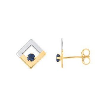 Boucles D'oreilles Clous Saphir Bicolore