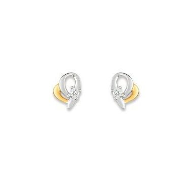 Boucles D'oreille Puce Oxyde Blanc Bicolore