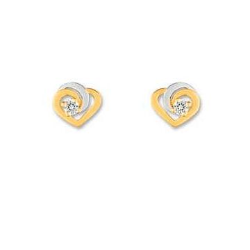 Boucles D'oreille Puce Oxyde Blanc Bicolore