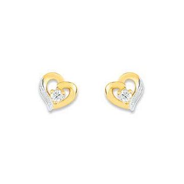 Boucles D'oreille Puce Oxyde Blanc Bicolore