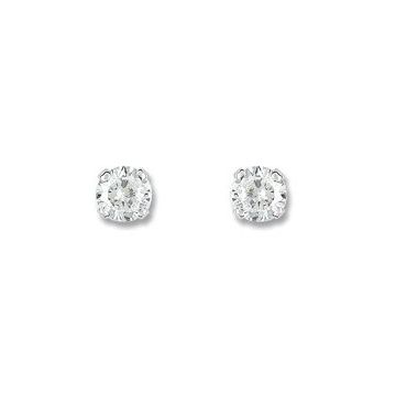 Boucles D'oreille Puce Oxyde Blanc 1,24 Or Blanc