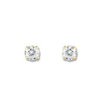 Boucles D'oreille Puce Oxyde Blanc 1,24 Or Jaune