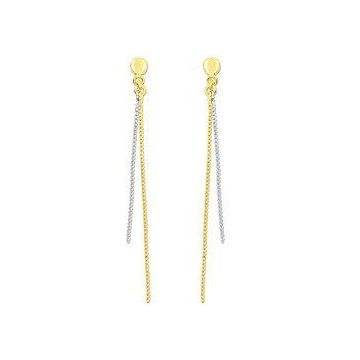 Boucles D'oreille Pendantes Bicolore Or 375