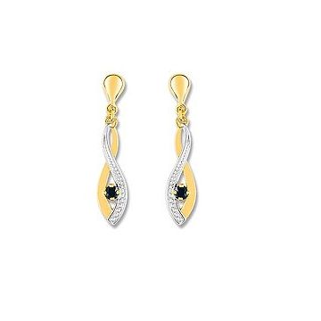Boucles D'oreille Pendantes Saphir Bicolore