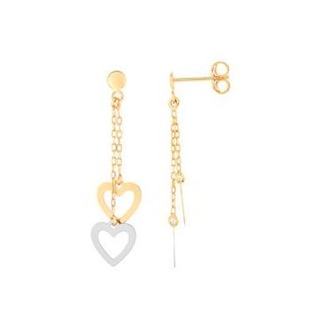 Boucles D'oreilles Pendantes Tout Metal Bicolore