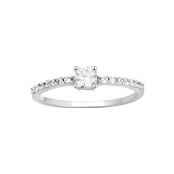 Bague Zirconium Or 375 millièmes Blanc