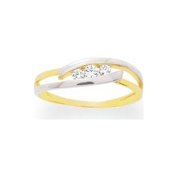 Bague Zirconium Or 375 millièmes Bicolore