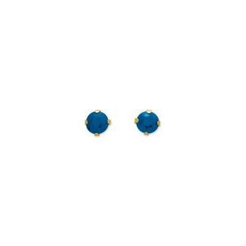 BO or jaune 4 griffes 3mm saphir