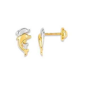 Boucles D'oreilles  Puces Vis Tout Or Bicolore or 750