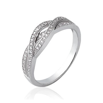 Bague Argent 925 Rhodié Oxyde De Zirconium Microserti
