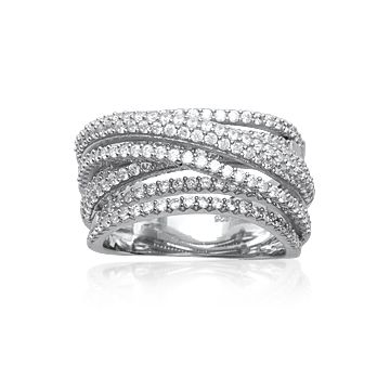 Bague Argent 925 Rhodié Oxyde De Zirconium
