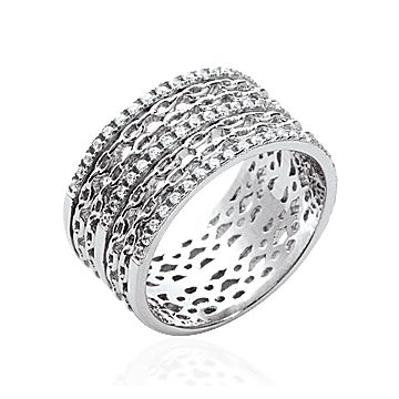 Bague Argent 925 Rhodié Oxyde De Zirconium