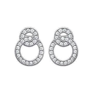 Boucles D'oreilles Argent 925 Rhodié Oxyde De Zirconium Microserti