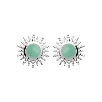 Boucles D'oreilles Argent 925 Rhodié Aventurine