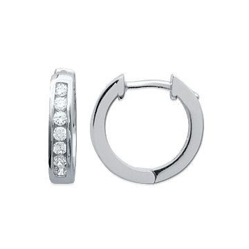 Créoles Argent 925 Rhodié Oxyde De Zirconium Microserti