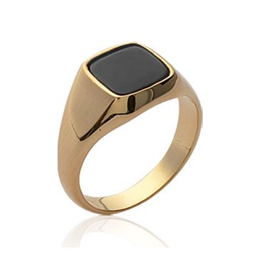 Bague Plaqué Or 750 5 Microns Imitation Onyx