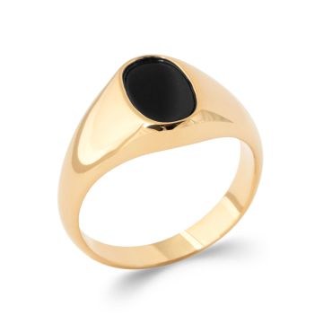 Bague Plaqué Or 750 5 Microns Imitation Onyx