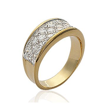 Bague Plaqué Or 750 5 Microns Bicolore Oxyde De Zirconium