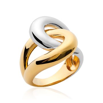 Bague Plaqué Or 750 3 Microns Bicolore