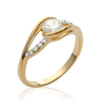 Bague Plaqué Or 750 5 Microns Bicolore Oxyde De Zirconium