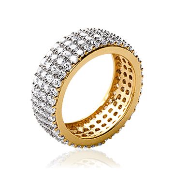 Bague Plaqué Or 750 5 Microns Bicolore Oxyde De Zirconium Microserti