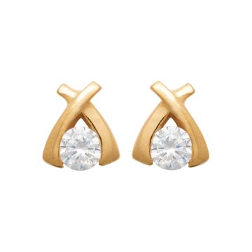 Boucles D'oreilles Plaqué Or 750 3 Microns Oxyde De Zirconium