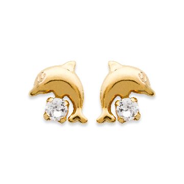 Boucles D'oreilles Plaqué Or 750 3 Microns Cristal