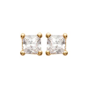 Boucles D'oreilles Plaqué Or 750 3 Microns Oxyde De Zirconium