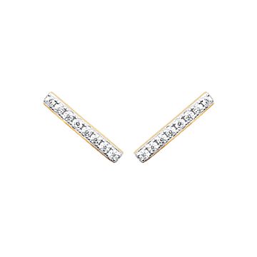 Boucles D'oreilles Plaqué Or 750 3 Microns Bicolore Oxyde De Zirconium Microserti