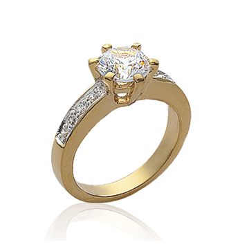 Bague Plaqué Or 750 5 Microns Bicolore Oxyde De Zirconium