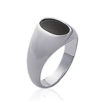 Bague Argent 925 Rhodié Imitation Onyx