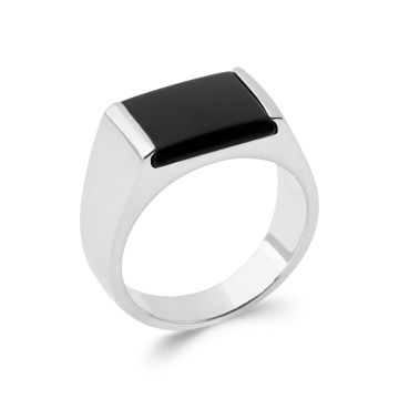 Bague Argent 925 Rhodié Imitation Onyx